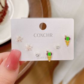 New S925 Silver Needle Women's Suit Earrings Simple Personality (Color: DY13)