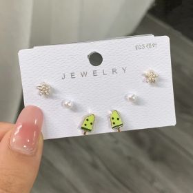 New S925 Silver Needle Women's Suit Earrings Simple Personality (Color: DY14)