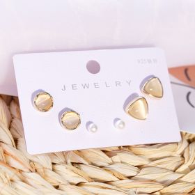 New S925 Silver Needle Women's Suit Earrings Simple Personality (Color: DY33)