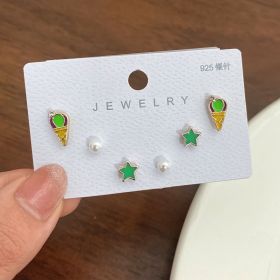 New S925 Silver Needle Women's Suit Earrings Simple Personality (Color: DY30)