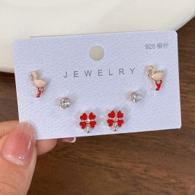 New S925 Silver Needle Women's Suit Earrings Simple Personality (Color: DY36)