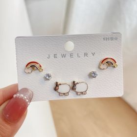 New S925 Silver Needle Women's Suit Earrings Simple Personality (Color: DY01)