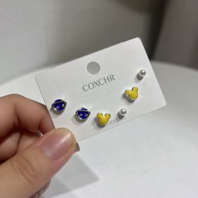 New S925 Silver Needle Women's Suit Earrings Simple Personality (Color: DY09)