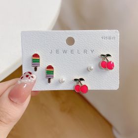 New S925 Silver Needle Women's Suit Earrings Simple Personality (Color: DY39)