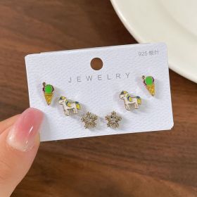 New S925 Silver Needle Women's Suit Earrings Simple Personality (Color: DY18)