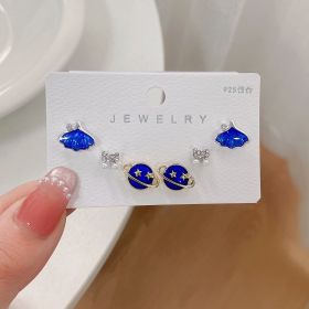 New S925 Silver Needle Women's Suit Earrings Simple Personality (Color: DY11)