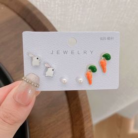 New S925 Silver Needle Women's Suit Earrings Simple Personality (Color: DY34)