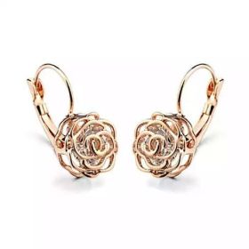 ROSE IS A ROSE 18kt Rose Crystal Earrings In White Yellow And Rose Gold Plating (Color: 18kt White Gold Plt.)